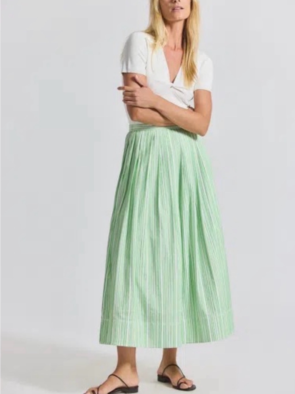 Derek Lam Mint Green Pleated Maxi Skirt